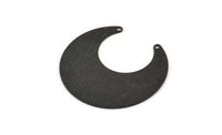 Black Moon Charm, 6 Textured Oxidized Black Brass Horn Charms With 2 Holes, Findings, Connectors (30x13.5x0.50mm) D1107