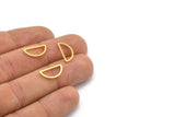 Gold Half Moon, 50 Gold Tone Brass Semi Circle Connectors (8x15x1mm) D1565