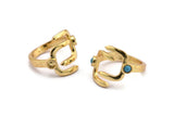 Gold Ring Setting,  Gold Plated Brass Adjustable Rings With 1 Stone Settings - Pad Size 3mm N1499