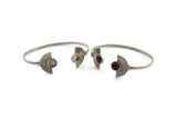 Silver Moon Cuff,  Antique Silver Plated Brass Half Moon Cuff Stone Setting With 1 Pad -  Pad Size 8mm N0988 H1233