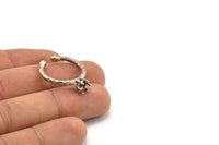 Adjustable Ring Settings - 2 Antique Silver Plated Brass 6 Claw Ring Blanks - Pad Size 5mm N0317