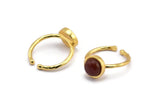 Gold Ring Settings, Gold Plated Brass Round Ring With 1 Stone Setting - Pad Size 8mm N1765