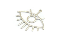 Silver Eye Charm, 925 Silver Eye Charms With 1 Loop, Pendants, Earrings (42x38x1mm) D0649