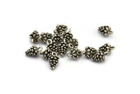 Pine Cone Charm, 6 Antique Silver Plated Brass Pine Cone Charms With 1 Loop (7x12mm) BS 1804 H1318