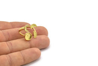 Brass Ring Settings, 10 Raw Brass Moon And Planet Ring With 1 Stone Setting - Pad Size 8mm R051