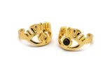 Gold Eye Ring, Gold Plated Brass Eye Ring With 1 Stone Settings - Pad Size 4mm N1792