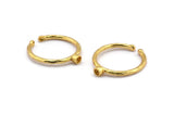 Gold Ring Settings, 4 Gold Plated Brass Round Ring With 1 Stone Setting - Pad Size 2mm N1759 H0901