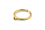 Gold Ring Settings, 2 Gold Plated Brass Round Ring With 1 Stone Setting - Pad Size 3mm N1760 H0826