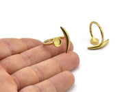 Brass Moon Ring, 6 Raw Brass Moon Ring With 1 Stone Setting - Pad Size 6mm N1283