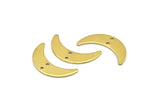 Brass Moon Charm, 12 Raw Brass Crescent Moon Charms With 2 Holes, Findings (25x7x1mm) A2136