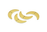 Brass Moon Charm, 12 Raw Brass Crescent Moon Charms With 2 Holes, Findings (25x7x1mm) A2136