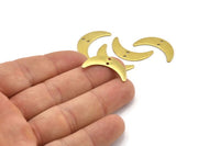 Brass Moon Charm, 12 Raw Brass Crescent Moon Charms With 2 Holes, Findings (25x7x1mm) A2136