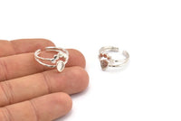 Silver Ring Setting, 925 Silver Drop Rings With 1 Stone Setting - Pad Size 6x4mm D0214