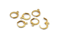 Brass Leverback Earring, 24 Raw Brass Leverback Earring Findings (12mm) D1277