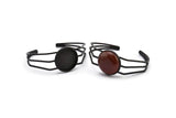 Black Triple Bracelet, 1 Oxidized Brass Black Triple Bracelet 25mm Pad Size (68x17x1.5mm) R033