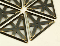 Antique Bronze Triangle, 50 Antique Bronze Triangle Findings with 4 Holes (22x25mm) Pen 3003