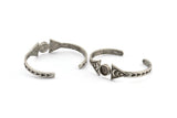 Silver Triangle Cuff, Antique Silver Plated Brass Moon Phases Shaped Bracelet Stone Setting With 1 Pad - Pad Size 10mm N1772 H1592