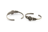 Silver Moon Cuff, Antique Silver Plated Brass Moon Phases Bracelet Stone Setting With 1 Pad - Pad Size 10mm N1777 H1572