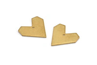 Brass Heart Charm, 12 Raw Brass Heart Charms With 1 Hole, Earrings, Findings (17x18x1mm) D1009