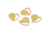 Brass Heart Charm, 24 Raw Brass Heart Blanks, Earrings, Findings (13x14x1mm) D1013