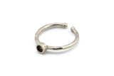 Silver Ring Settings, 4 Antique Silver Plated Brass Round Ring With 1 Stone Setting - Pad Size 3mm N1760 H0826