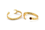 Gold Moon Cuff,  Gold Plated Brass Crescent Moon Cuff Stone Setting With 1 Pad -  Pad Size 8mm N1653