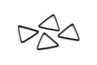 Black Triangle Charm - 100 Oxidized Brass Black Open Triangle Ring Charms (14x0.6x0.9mm) D0067 S488