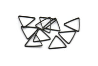 Black Triangle Charm - 100 Oxidized Brass Black Open Triangle Ring Charms (14x0.6x0.9mm) D0067 S488