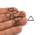 Black Triangle Charm - 100 Oxidized Brass Black Open Triangle Ring Charms (14x0.6x0.9mm) D0067 S488