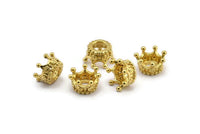 6 Brass Crown Beads 11x6mm Brc202--r075 N0275