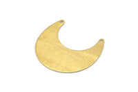 Brass Moon Charm, 20 Textured Raw Brass Horn Charms With 2 Holes, Findings, Connectors (25x12x0.50mm) D1213