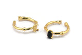 Gold Ring Settings, 2 Gold Plated Brass Adjustable 4 Claw Ring - Ring Stone Setting - Pad Size 4x6mm N1554