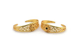 Gold Sun Cuff, Gold Plated Brass Sun Cuff Stone Setting With 1 Pad -  Pad Size 4mm N1683