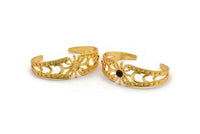 Gold Moon Cuff, Gold Plated Brass Moon Phases Cuff Stone Setting With 1 Pad - Pad Size 6mm N1680