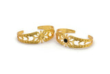 Gold Moon Cuff, Gold Plated Brass Moon Phases Cuff Stone Setting With 1 Pad - Pad Size 6mm N1680