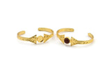 Gold Triangle Cuff, Gold Plated Brass Moon Phases Shaped Bracelet Stone Setting With 1 Pad - Pad Size 10mm N1772