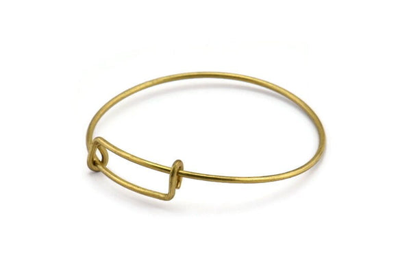 Brass Charm Bracelet, 5 Raw Brass Charm Bangle, Charm Bracelets (59x9x1.6mm) V056