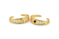 Gold Moon Cuff, Gold Plated Brass Moon Phases Cuff Stone Setting With 1 Pad -  Pad Size 6mm N1649