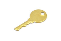 Brass Key Charm, 12 Raw Brass Key Charms With 1 Hole, Earrings, Pendants, Findings (33x15x0.80mm) A1184