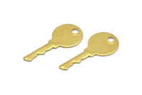 Brass Key Charm, 12 Raw Brass Key Charms With 1 Hole, Earrings, Pendants, Findings (33x15x0.80mm) A1184