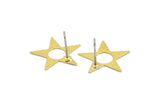 Brass Star Earring, 12 Raw Brass Star Stud Earrings (16mm) A1181 A1827