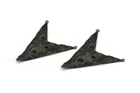 Black Triangle Charm, 4 Oxidized Black Brass Triangle Charms With 2 Loops, Pendants, Findings (49x39x0.60mm) D0788