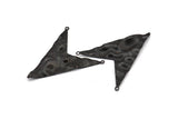 Black Triangle Charm, 4 Oxidized Black Brass Triangle Charms With 2 Loops, Pendants, Findings (49x39x0.60mm) D0788