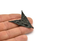 Black Triangle Charm, 4 Oxidized Black Brass Triangle Charms With 2 Loops, Pendants, Findings (49x39x0.60mm) D0788