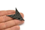 Black Triangle Charm, 4 Oxidized Black Brass Triangle Charms With 2 Loops, Pendants, Findings (49x39x0.60mm) D0788