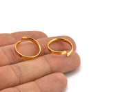 19mm Adjustable Rings, 10 Gold Plated Brass Adjustable Rings (19mm) Mn49