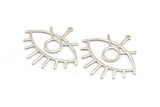 Silver Eye Charm, 925 Silver Eye Charms With 1 Loop, Pendants, Earrings (42x38x1mm) D0649