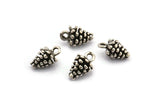 Pine Cone Charm, 6 Antique Silver Plated Brass Pine Cone Charms With 1 Loop (7x12mm) BS 1804 H1318