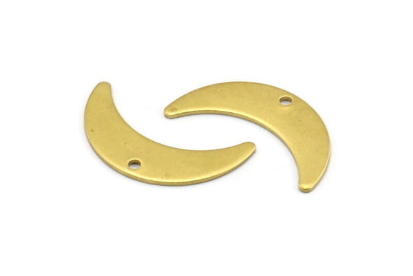 Brass Moon Charm, 12 Raw Brass Crescent Moon Charms With 1 Hole, Findings (25x13x1mm) A2133