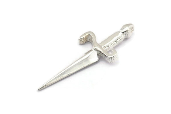 Knight&#39;s Sword Pendant, 925 Silver Brass Sword Charms (50x19mm) N0225